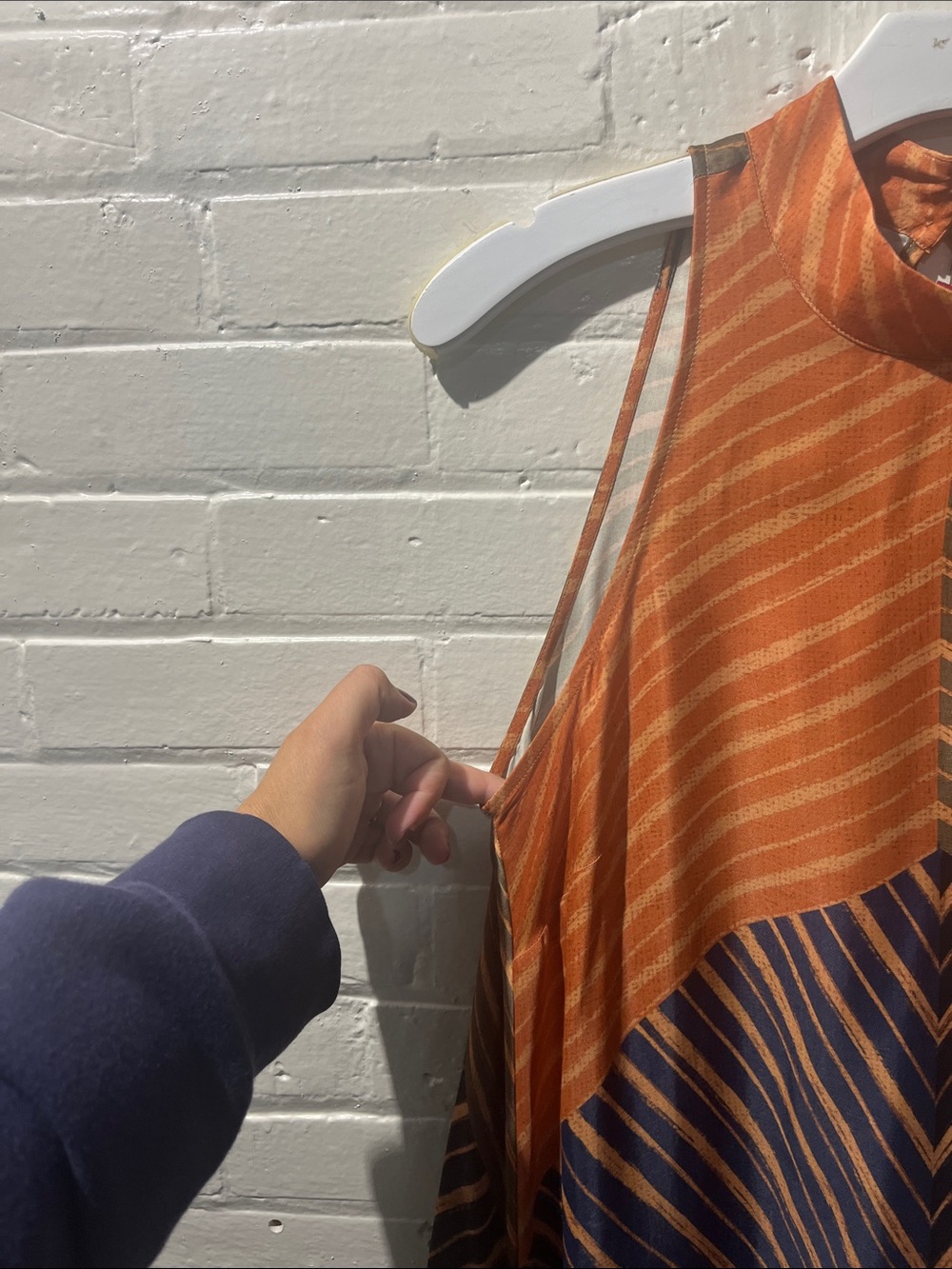 Anthropologie Striped Chevron Maxi Dress in Rust and Navy - Picture 7 of 9